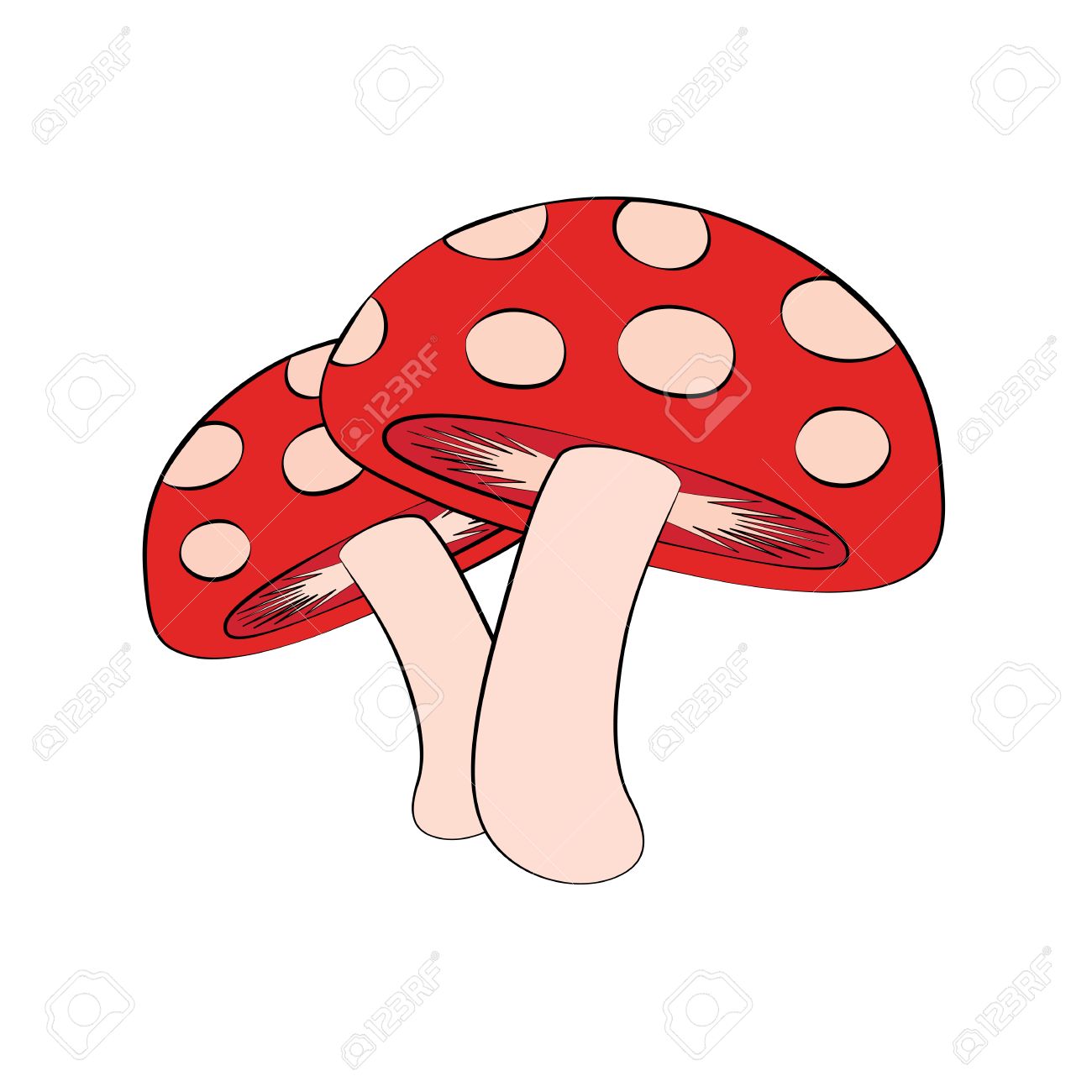 Vector Cartoon Mushroom On White Background Royalty Free Cliparts