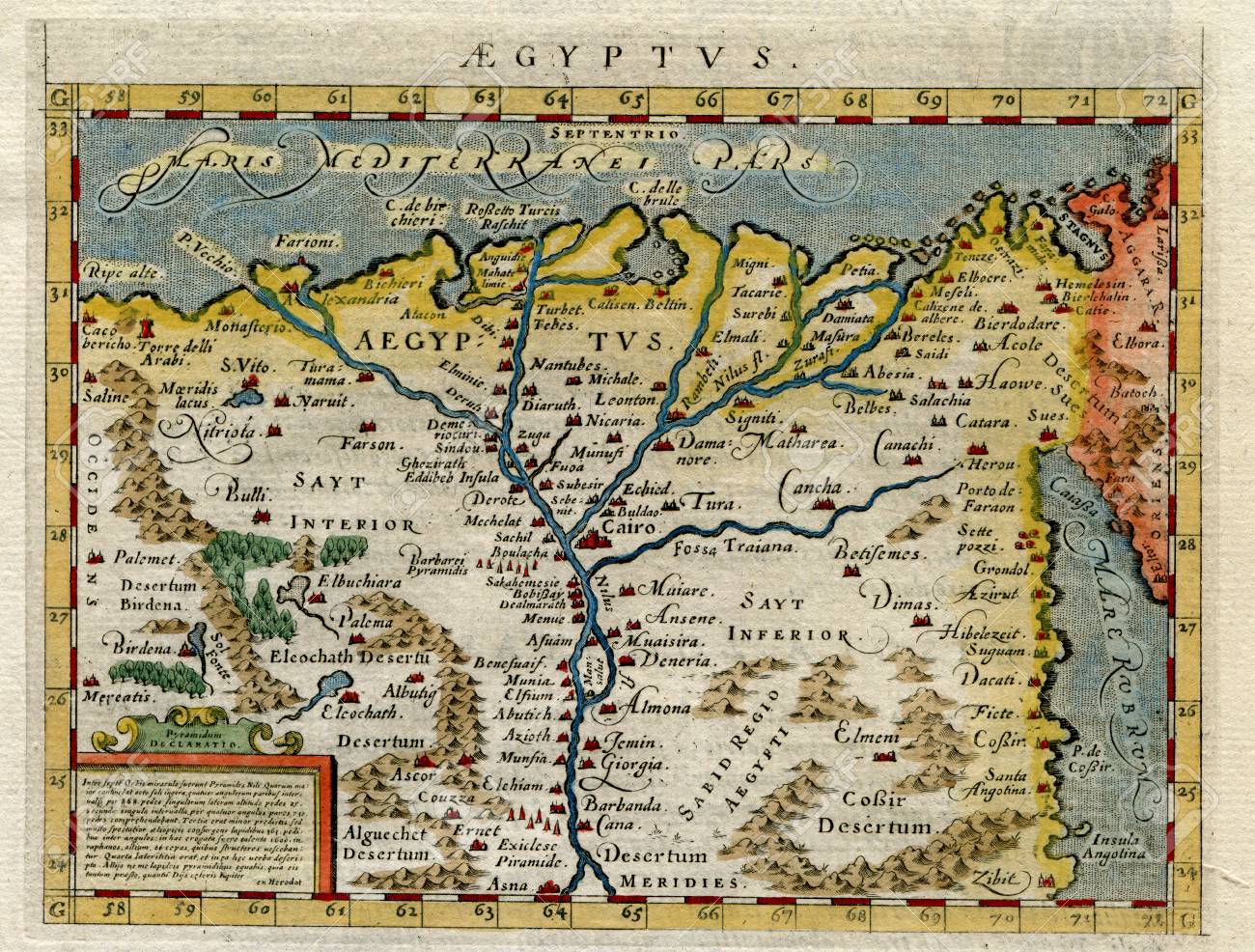 Stock Photo - Very Rare Ptolemy Map of Egypt in 1598
