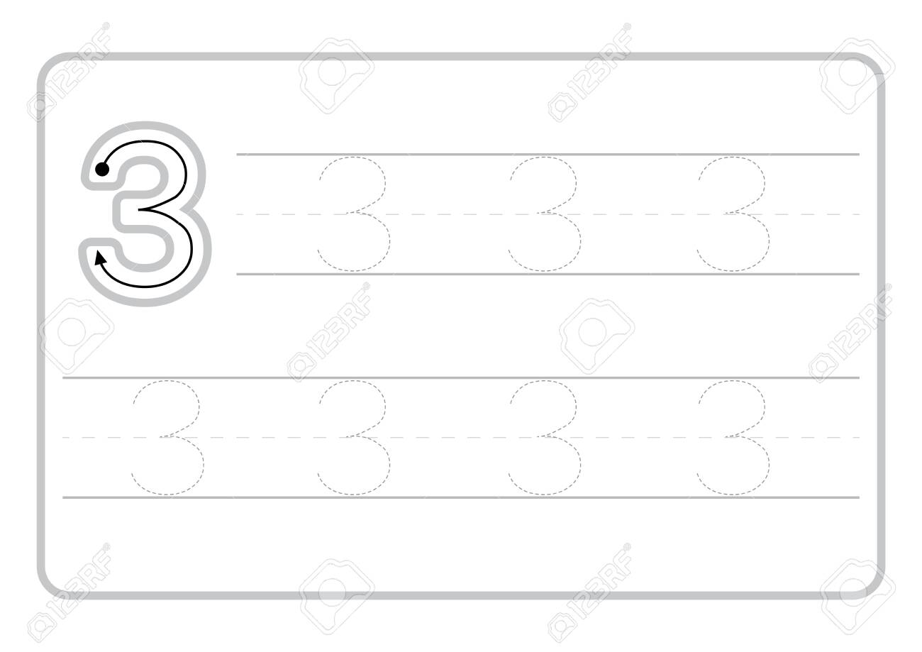 free handwriting pages for writing numbers learning numbers numbers tracing worksheet for kindergarten vector royalty free cliparts vectors and stock illustration image 120405051