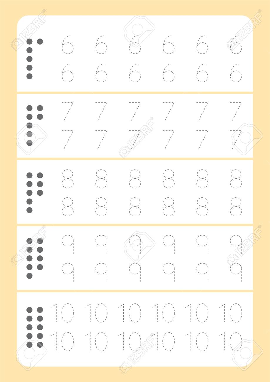 free handwriting pages for writing numbers learning numbers numbers tracing worksheet for kindergarten royalty free cliparts vectors and stock illustration image 127189419