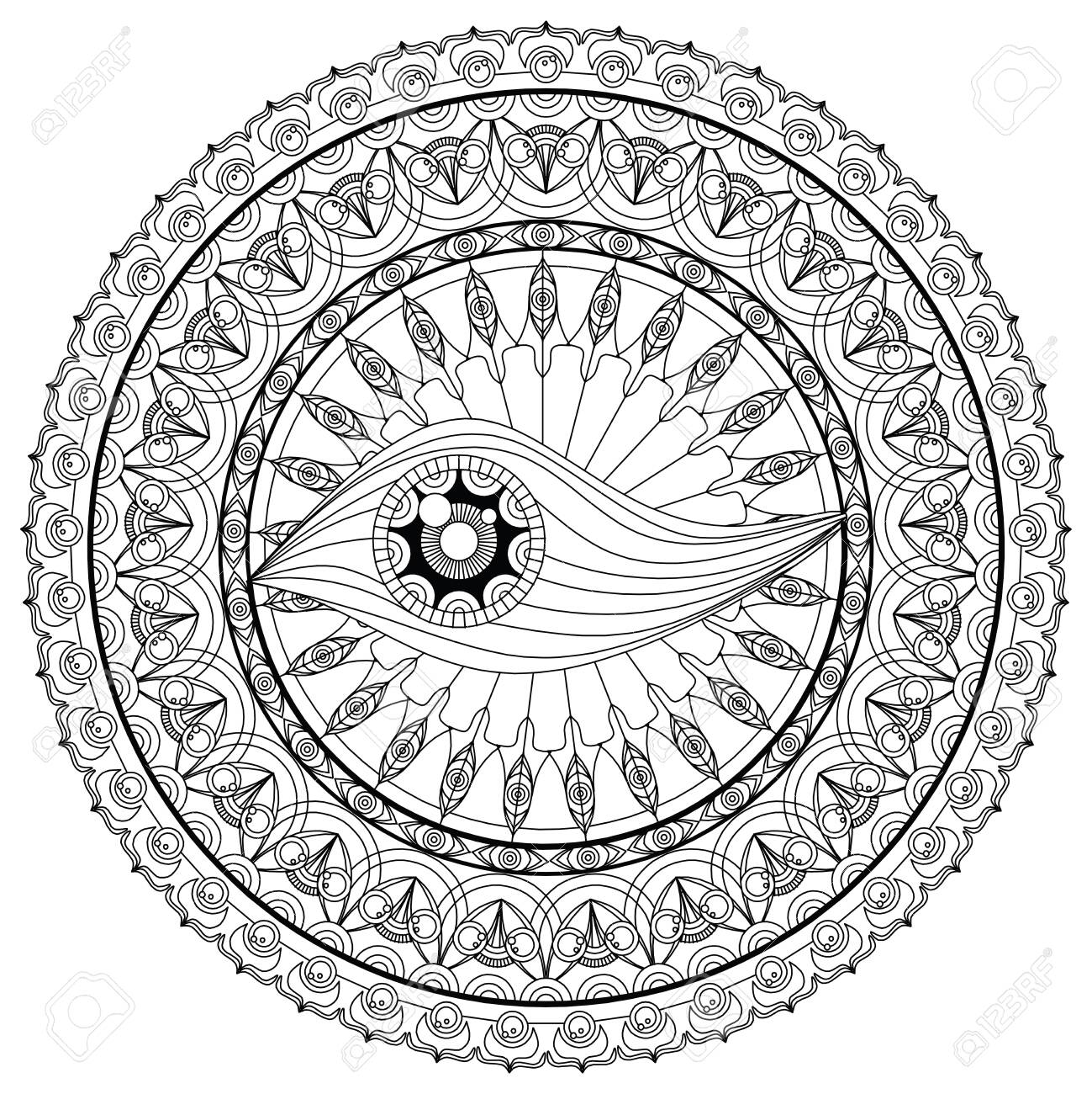 mandala coloring page for adult relaxation mandala design eye coloring page template