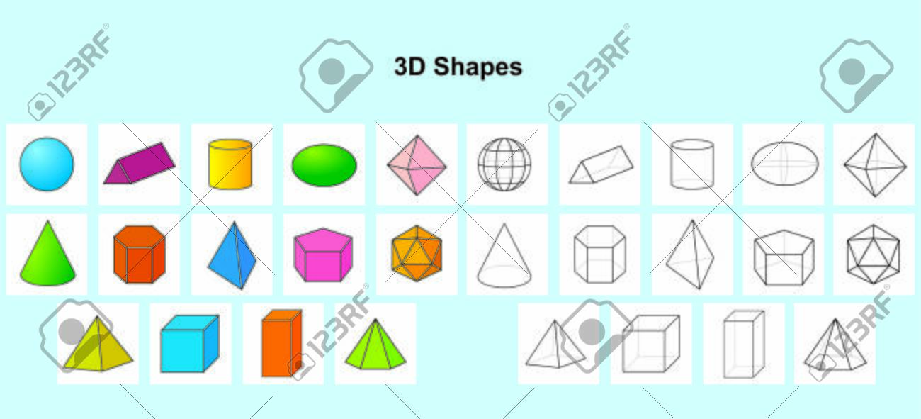 Properties Of 3d Shapes Geometric Shapes 3d Royalty Free Cliparts Vectors And Stock Illustration Image 139462616