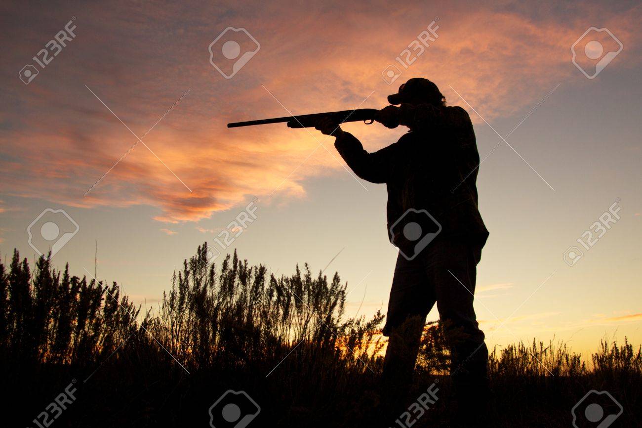 Bird Hunter Silhouetted at Sunrise - 18881375 Bird Hunter Silhouetted at Sunrise - 18881375