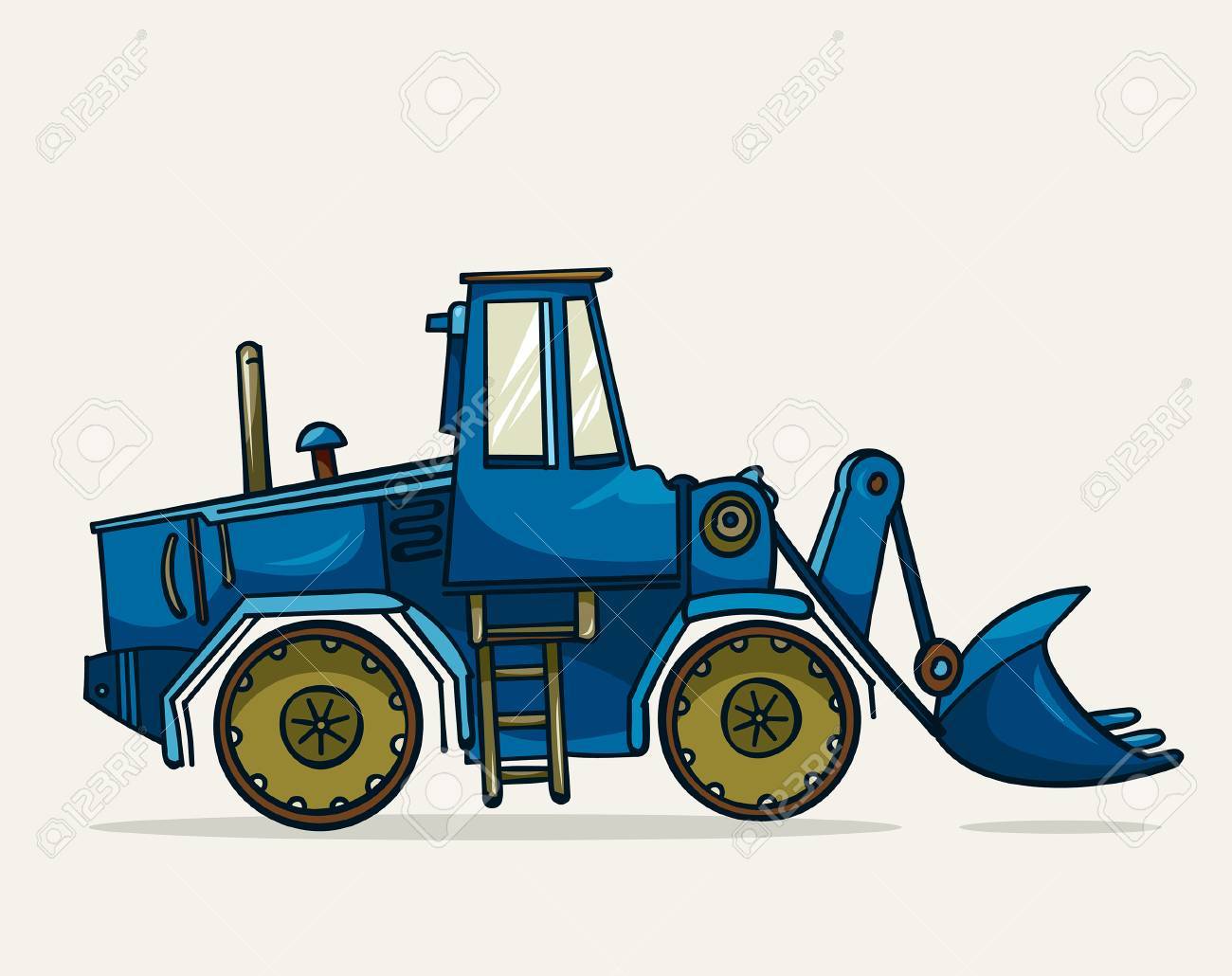 Cartoon Scene With Digger Excavator Or Loader On Construction Site Stock  Illustration - Download Image Now - iStock, image size:1300x1030