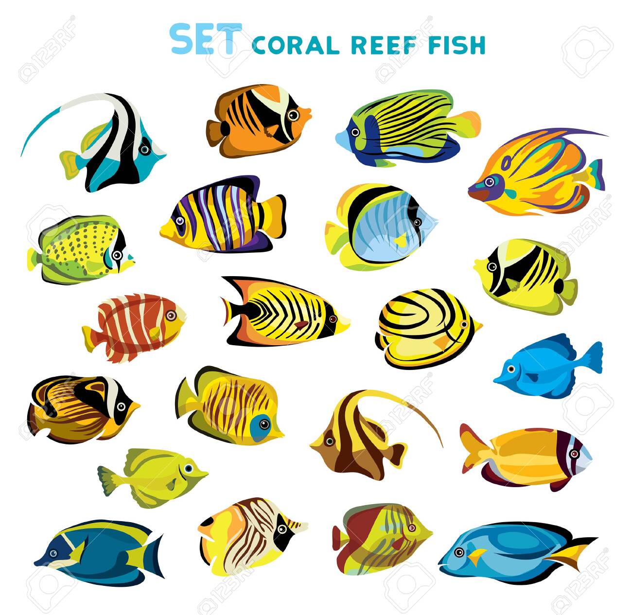 Set Of Coral Reef Fishes On A White Royalty Free SVG, Cliparts, Vectors, and Stock Illustration. Image 143837915. set-of-coral-reef-fishes-on-a-white-royalty-free-svg-cliparts-vectors-and-stock-illustration-image-143837915