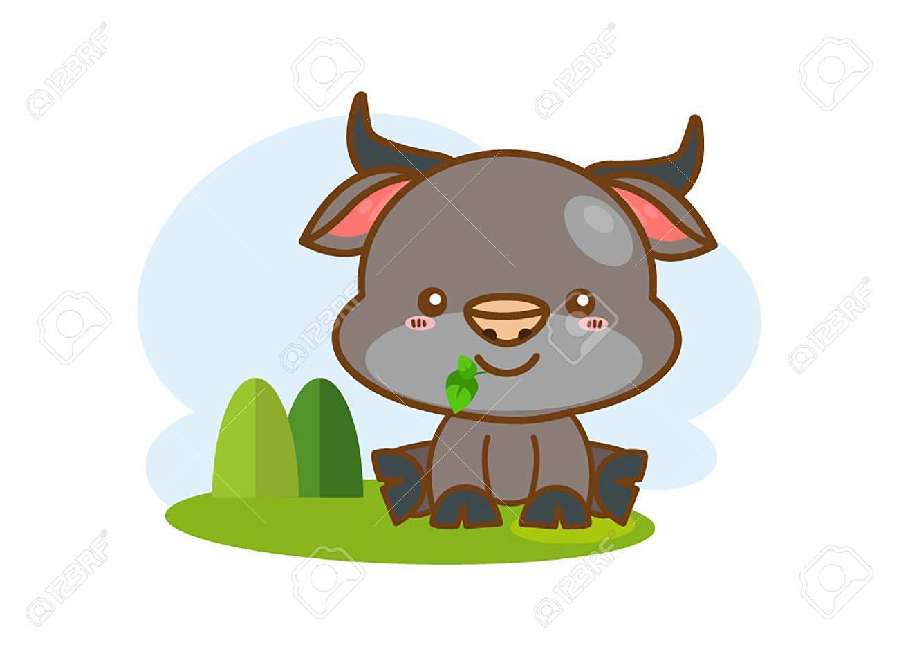 白地にかわいいバッファロー漫画 のイラスト素材 ベクタ Image 9871