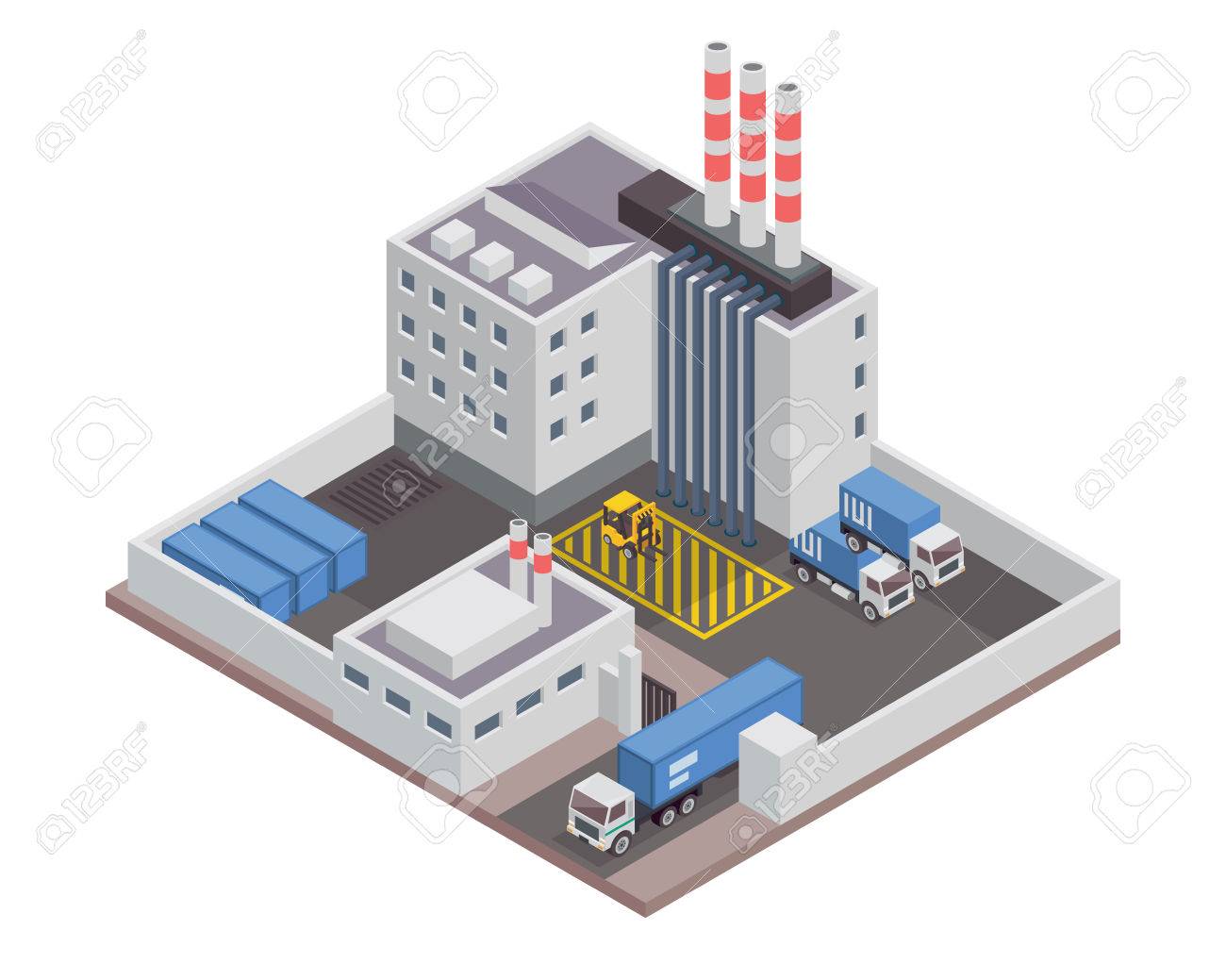 Modern Isometric Industrial Factory And Warehouse Logistic