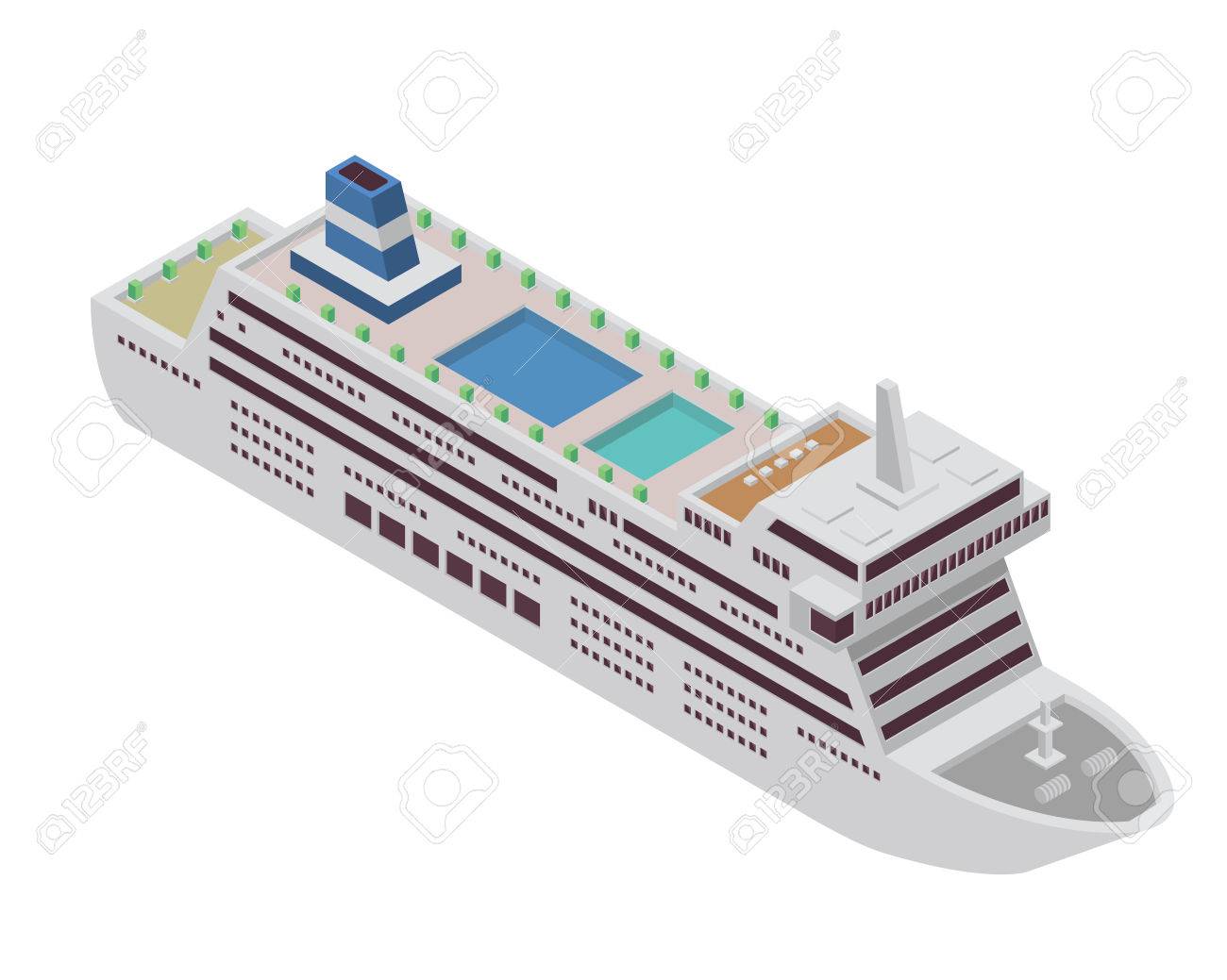 現代海交通図資産 大きな豪華クルーズ船のイラスト素材 ベクタ Image