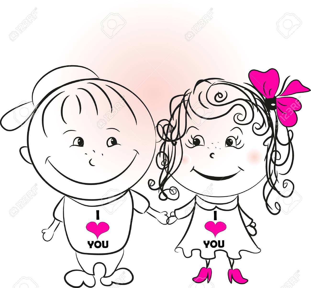 手を繋いでいる男女のベクトル イラストのイラスト素材 ベクタ Image