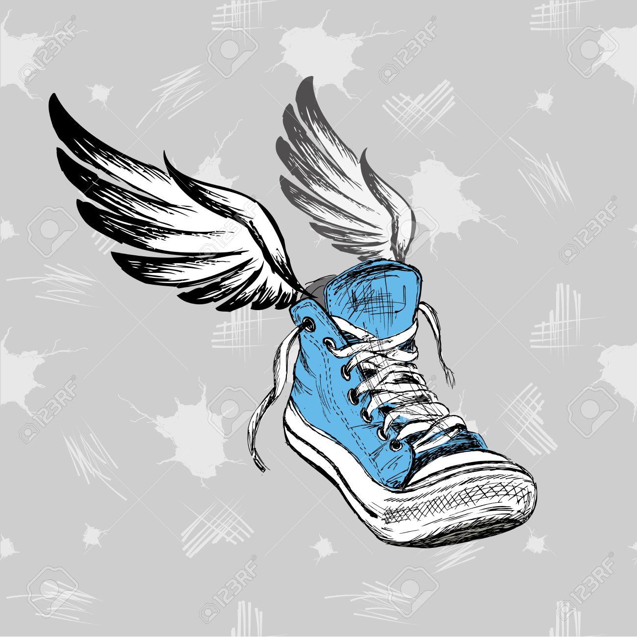 shoe with wings drawing
