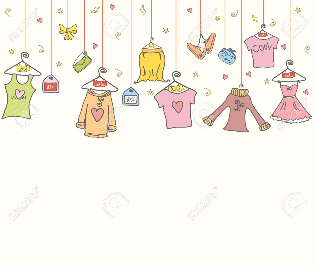 ファッションのショッピング バック グラウンド 服やアクセサリー 手描き落書き ベクトル イラスト のイラスト素材 ベクタ Image ファッションのショッピング バック グラウンド 服やアクセサリー 手描き落書き ベクトル イラスト のイラスト素材 ベクタ Image