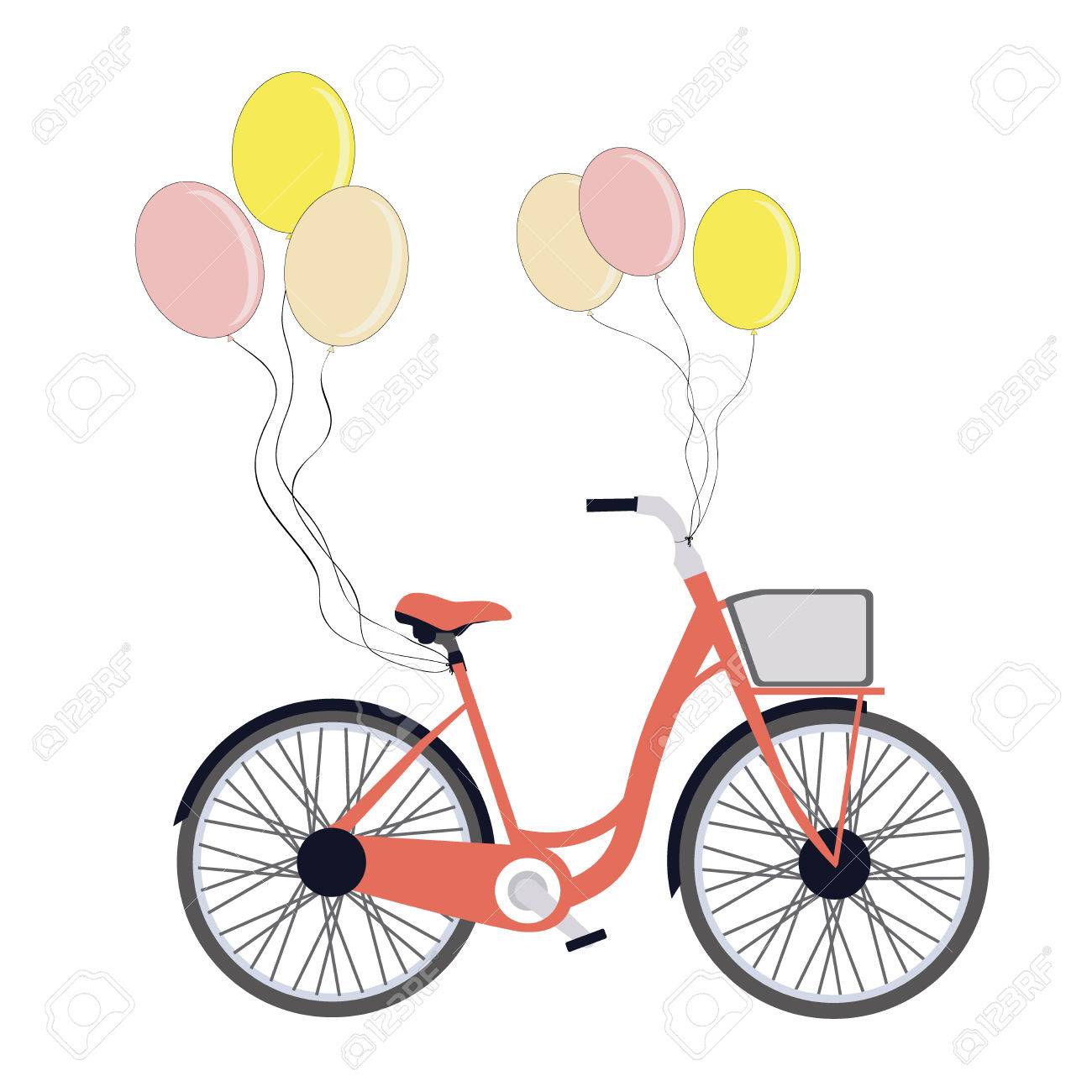 Velo Avec Des Ballons Isole Sur Blanc Bicycle Vintage Romantique Carte De Voeux Avec Joli Velo Carte Vectorielle A Velo Romantique Carte D Anniversaire Clip Art Libres De Droits Vecteurs Et Illustration