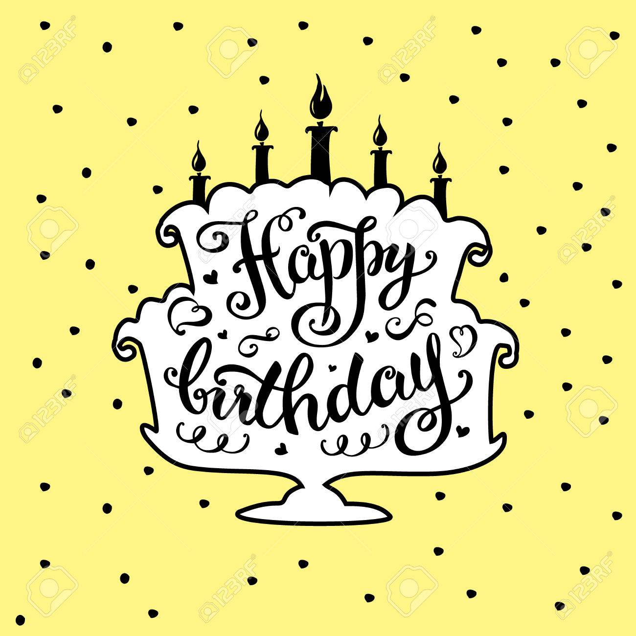 Happy Birthday Hand Lettering Handmade Calligraphy Greeting
