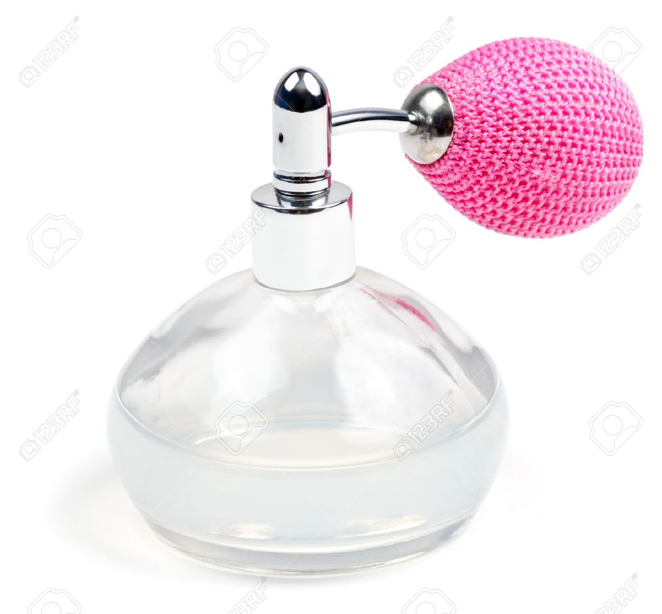 vintage perfume spray bottle on white background stock photo