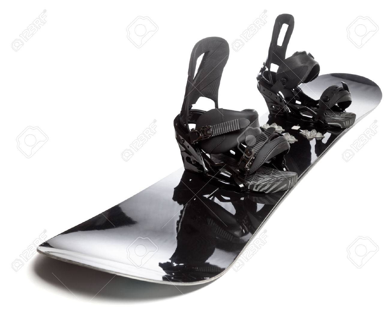 partij Verdorde Bel terug Black Snowboard With Bindings On White Background Stock Photo, Picture And  Royalty Free Image. Image 50141365.