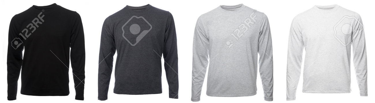 Various heather grey and black plain long sleeved cotton shirt templates on hollow invisible mannequin isolated on a white background - 164545845 Various heather grey and black plain long sleeved cotton shirt templates on hollow invisible mannequin isolated on a white background - 164545845