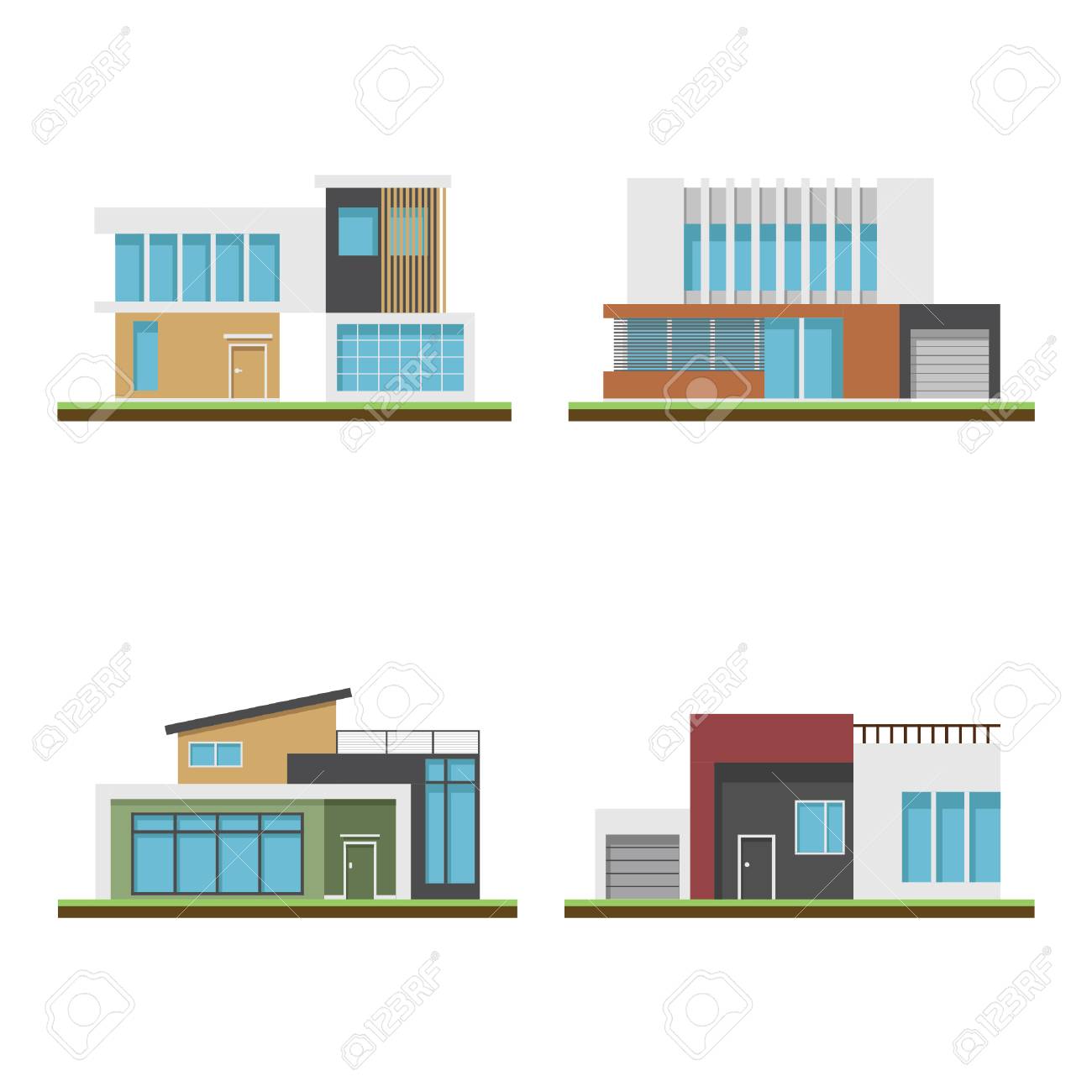 Set Of Houses And Modern Houses Modern Building And Architecture Collection Of Home Vector Illustration Royalty Free Cliparts Vectors And Stock Illustration Image 89264584