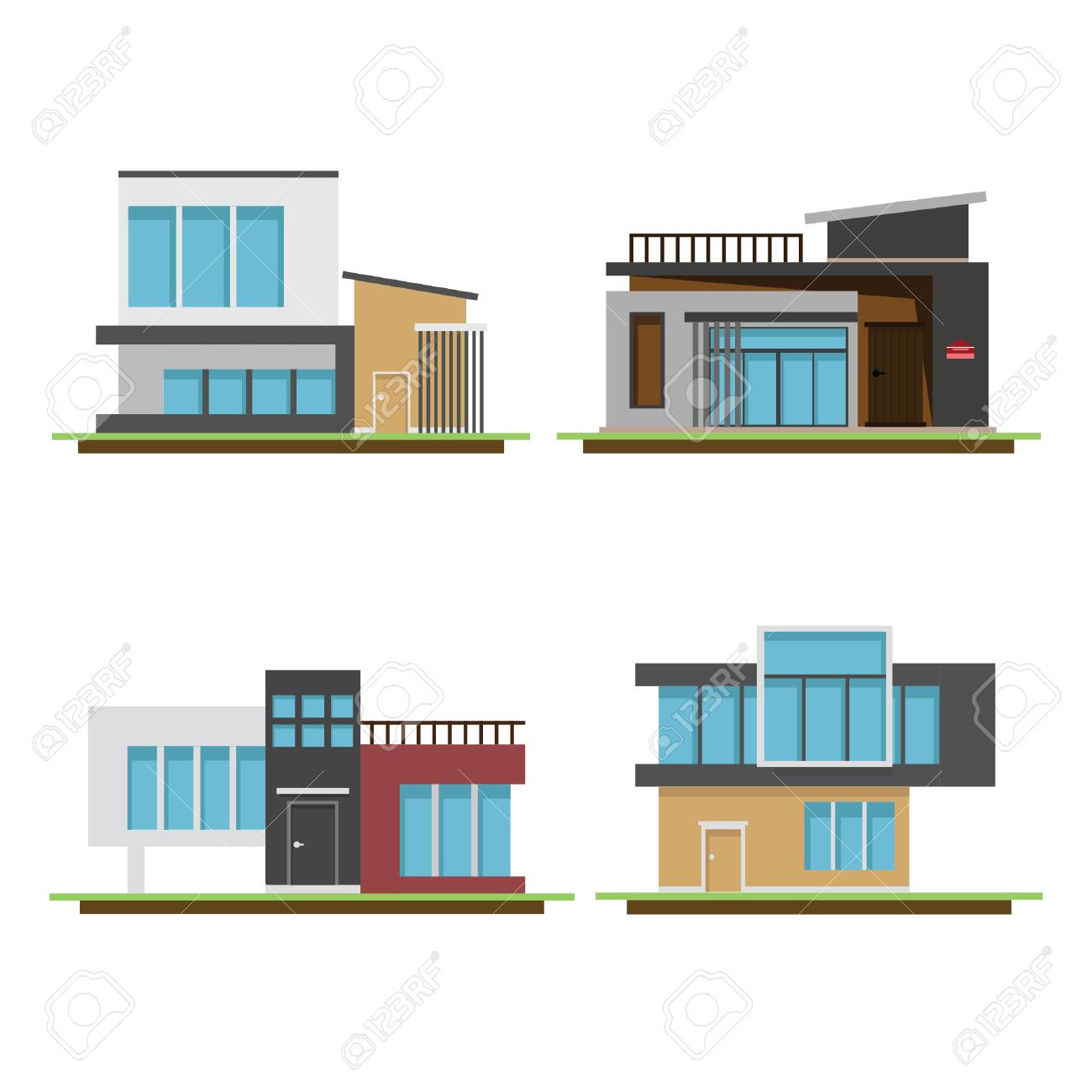 Set Of Houses And Modern Houses Modern Building And Architecture Collection Of Home Vector Illustration Royalty Free Cliparts Vectors And Stock Illustration Image 2645