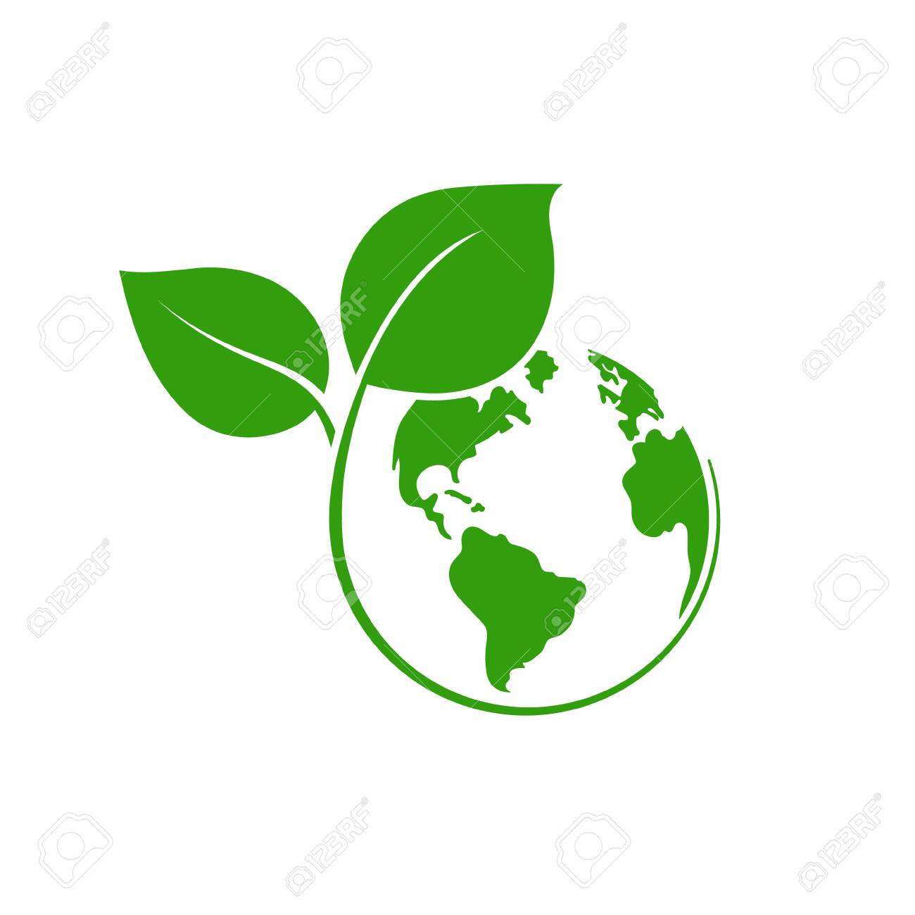 Planet Earth With Plant Logo Design Vector Isolated Royalty