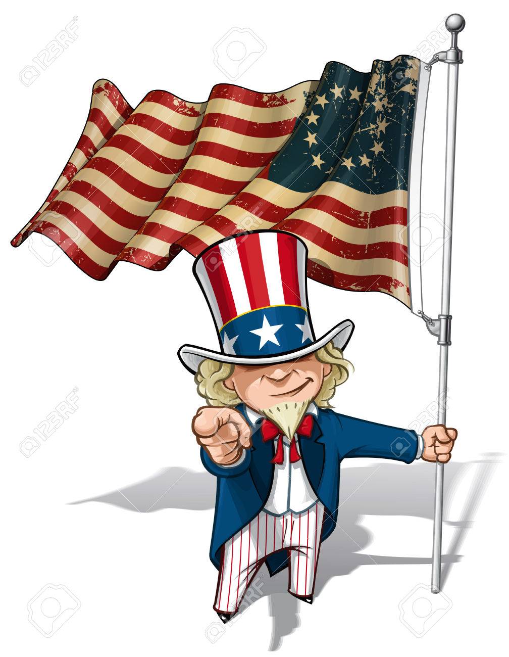 vector cartoon illustration of uncle sam holding a betsy ross uncle sam vector
