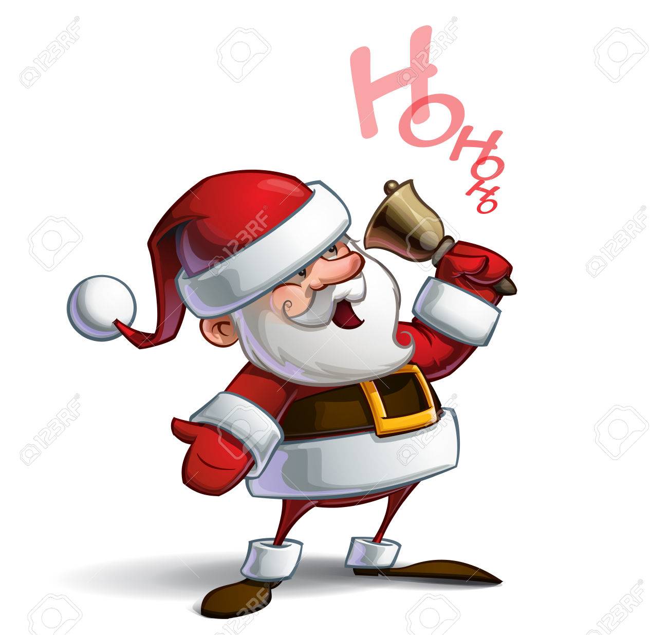 Cartoon Vector Illustration Of A Smiling Santa Claus Ringing