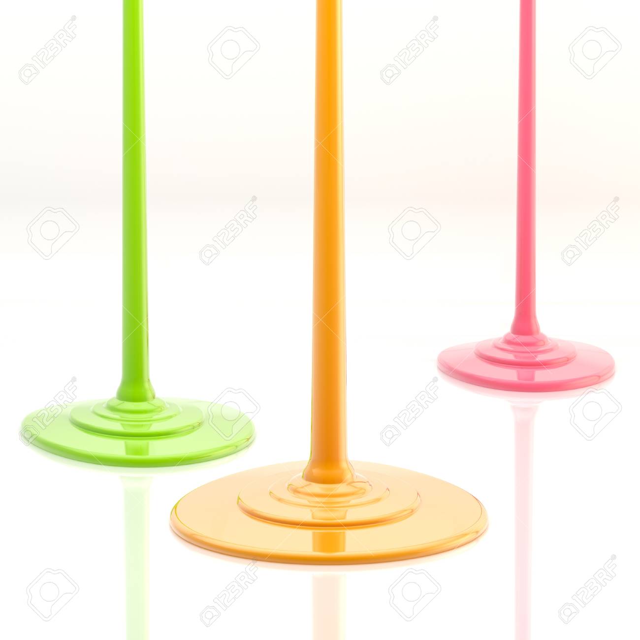 Peinture Colorée Coule Sur Le Sol Blanc Humide Banque Dimages Et