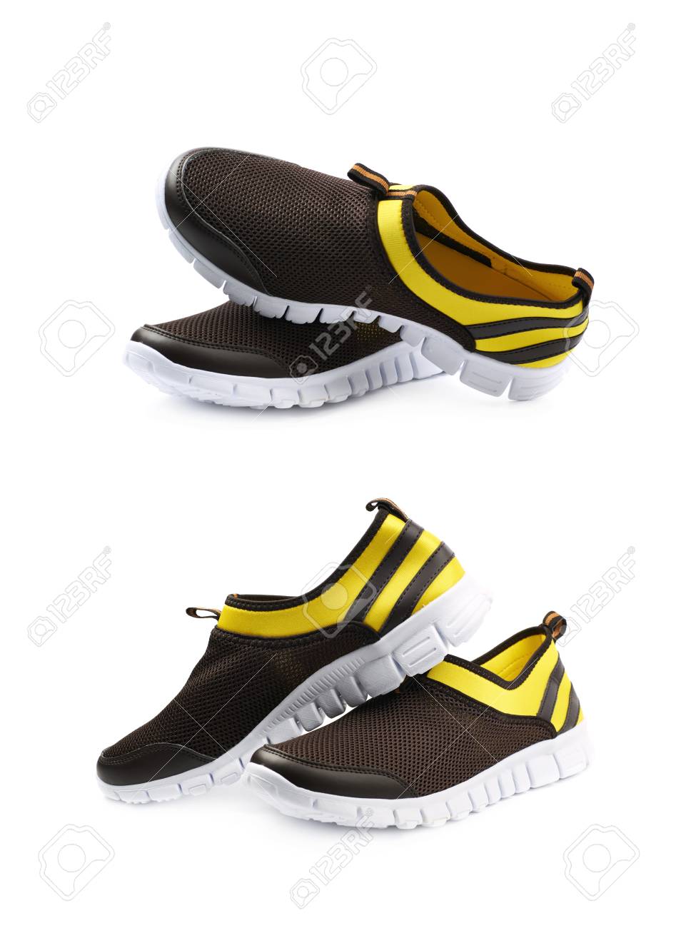 BlancoConjunto El Aislada Deportivas De Escorzos LigerasColor Sobre Par Dos Y NegroComposición Amarillo Fondo Diferentes Zapatillas Tl1JKFc3