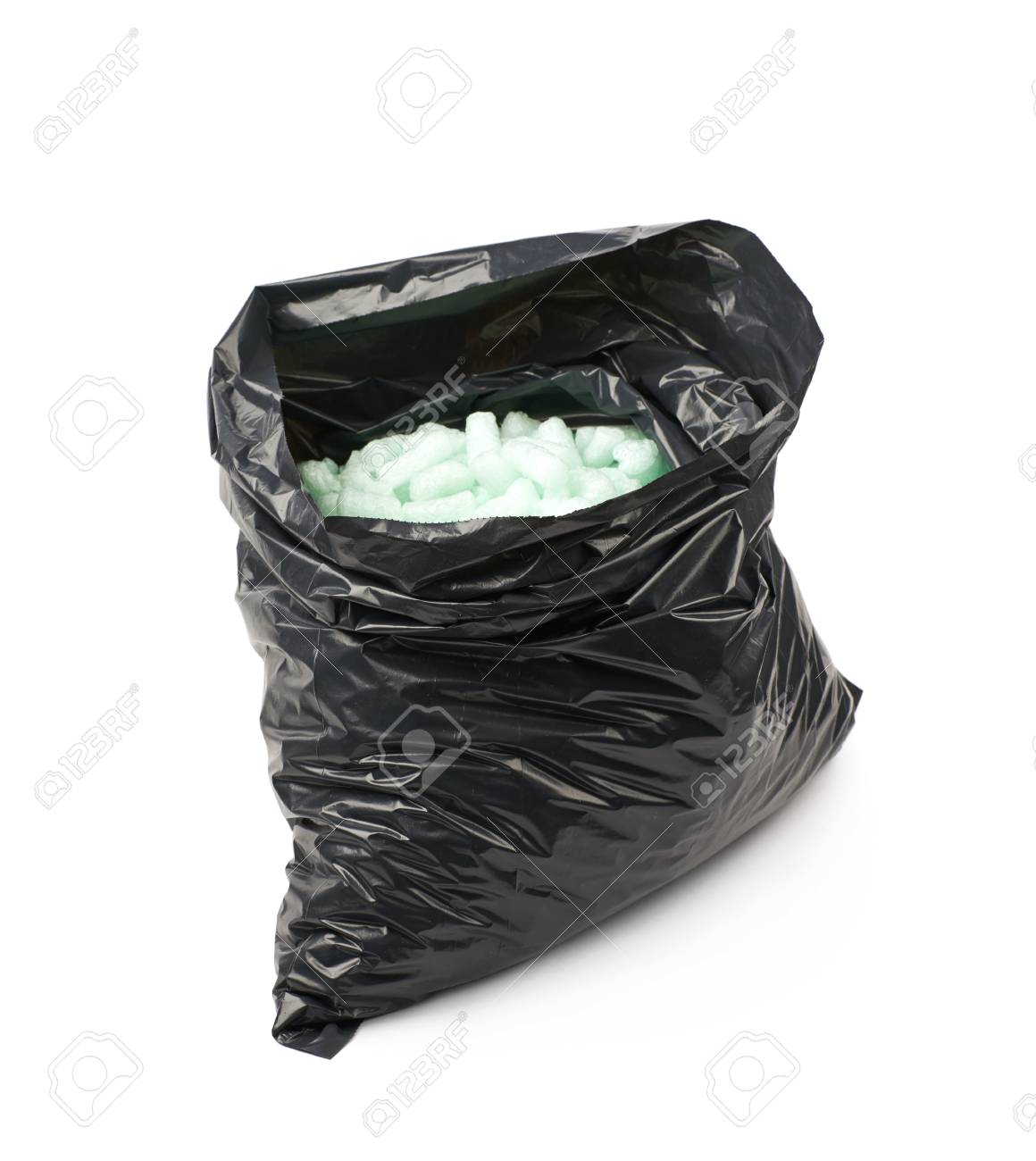 bag full of foam peanuts isolated stock photo picture and royalty