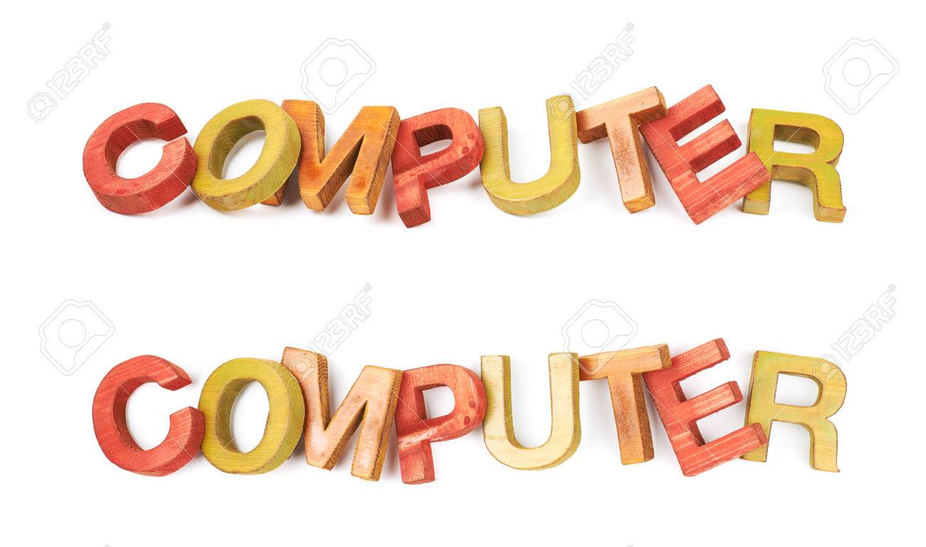 Word Computer Aus Farbigen Mit Farbe Hölzernen Buchstaben ...