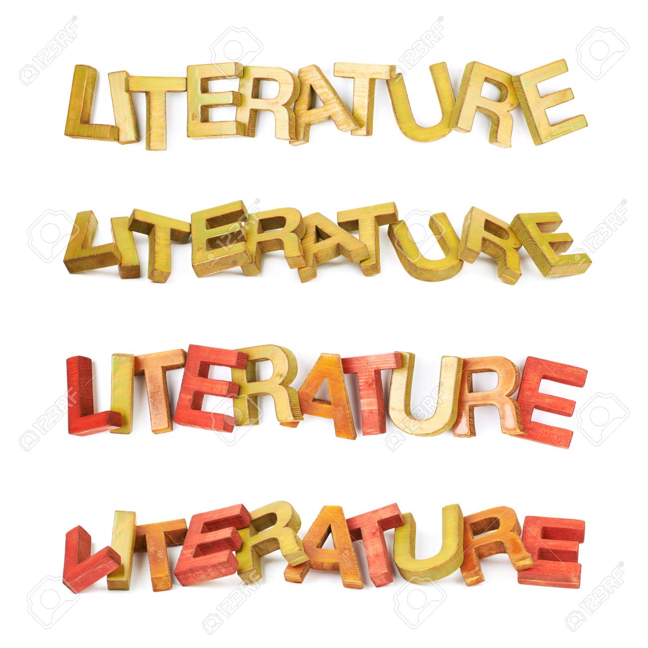 word literature made of colored with paint wooden letters word literature
