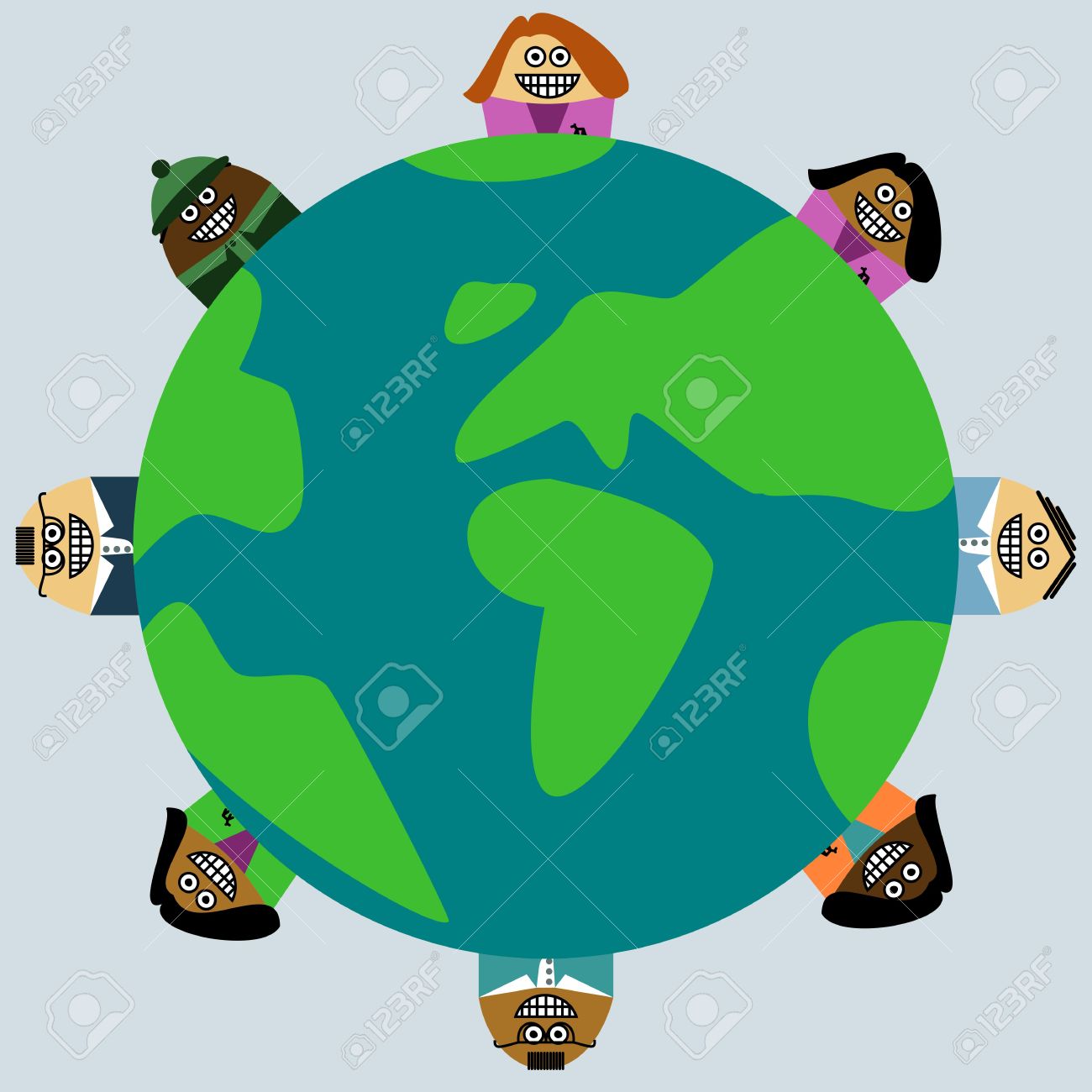 Gluckliches Kind Um Die Erde Multi Ethnischen Friedliche Kinder Lizenzfrei Nutzbare Vektorgrafiken Clip Arts Illustrationen Image 54576191