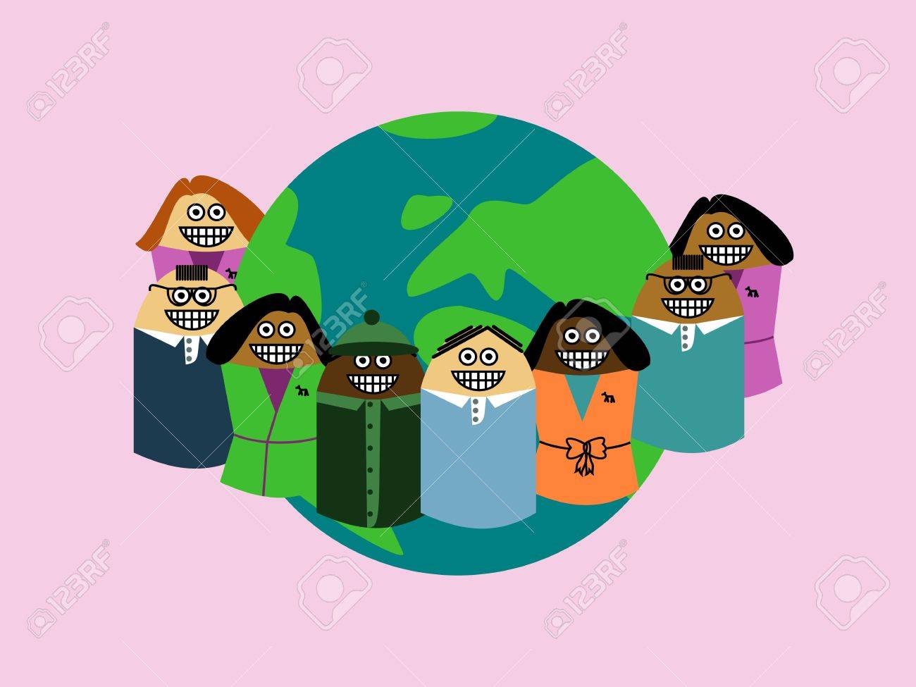 Gluckliches Kind Um Die Erde Multi Ethnischen Friedliche Kinder Lizenzfrei Nutzbare Vektorgrafiken Clip Arts Illustrationen Image 54576197