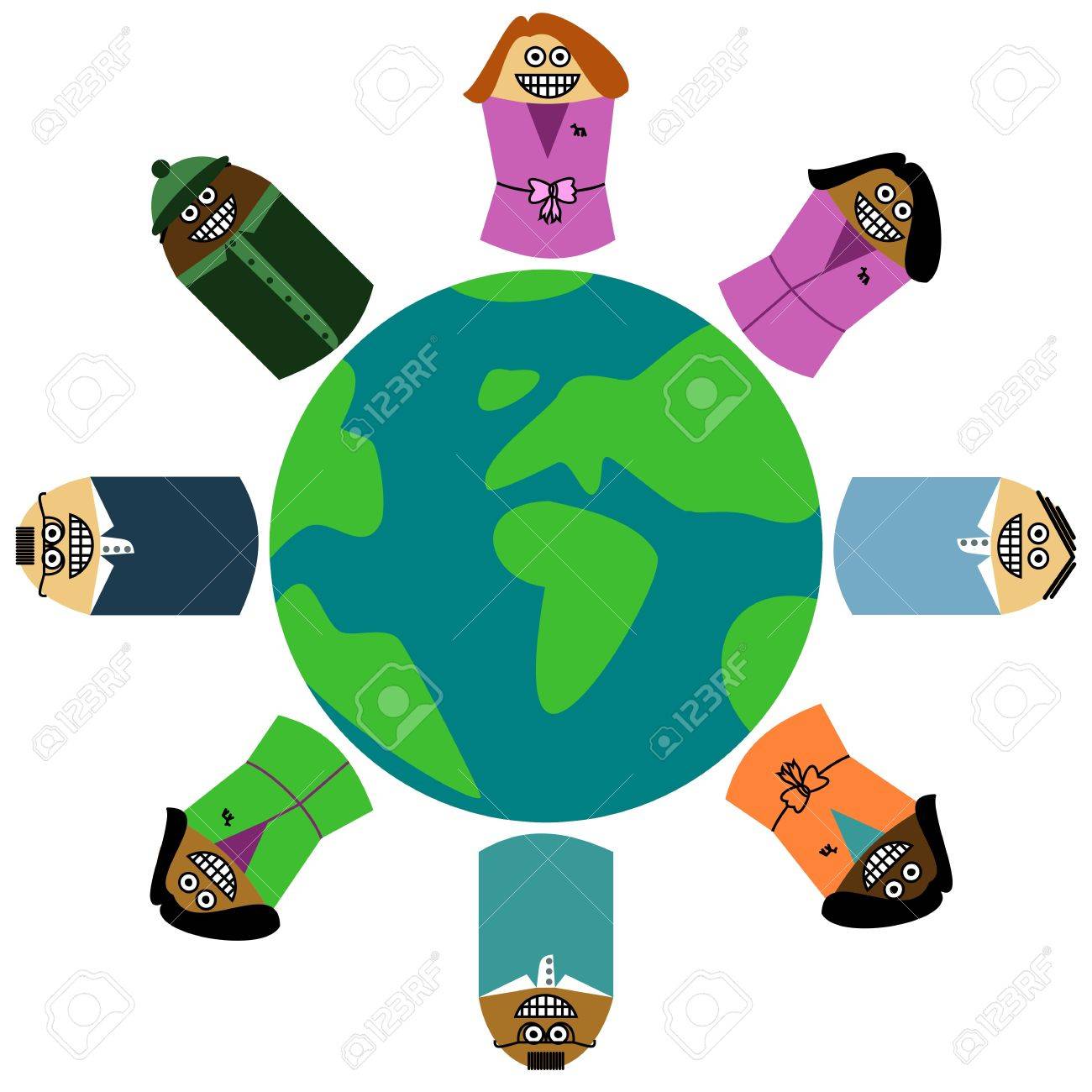 Gluckliches Kind Um Die Erde Multi Ethnischen Friedliche Kinder Lizenzfrei Nutzbare Vektorgrafiken Clip Arts Illustrationen Image 54576199