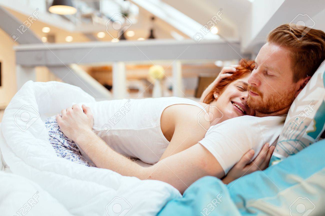 Peaceful Tender Love In The Arms Of Husband Makes Wife Happy