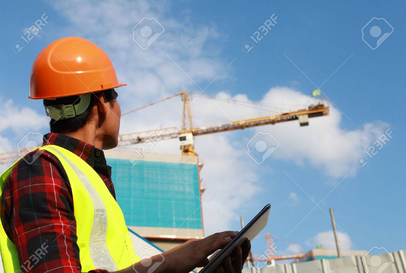 builder worker activity with digital tablet on construction site - 23461548 builder worker activity with digital tablet on construction site - 23461548