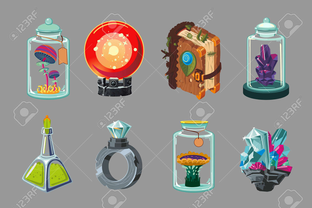 Cartoon icon set. Casual fantasy game design. Vector signs. Mobile app gui set. Concept art. - 167030439 Cartoon icon set. Casual fantasy game design. Vector signs. Mobile app gui set. Concept art. - 167030439