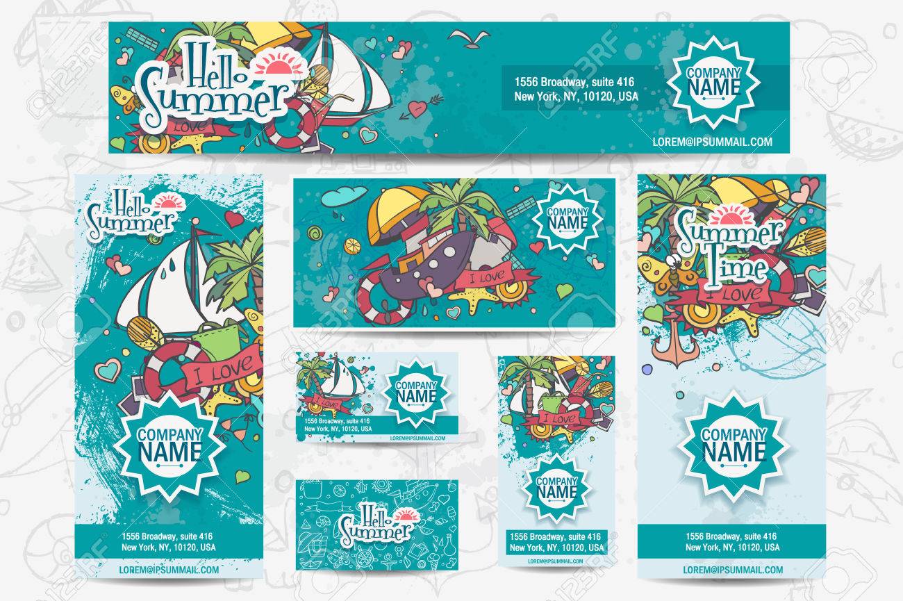 A large set of vector corporate templates on a summer theme - 43560263 A large set of vector corporate templates on a summer theme - 43560263