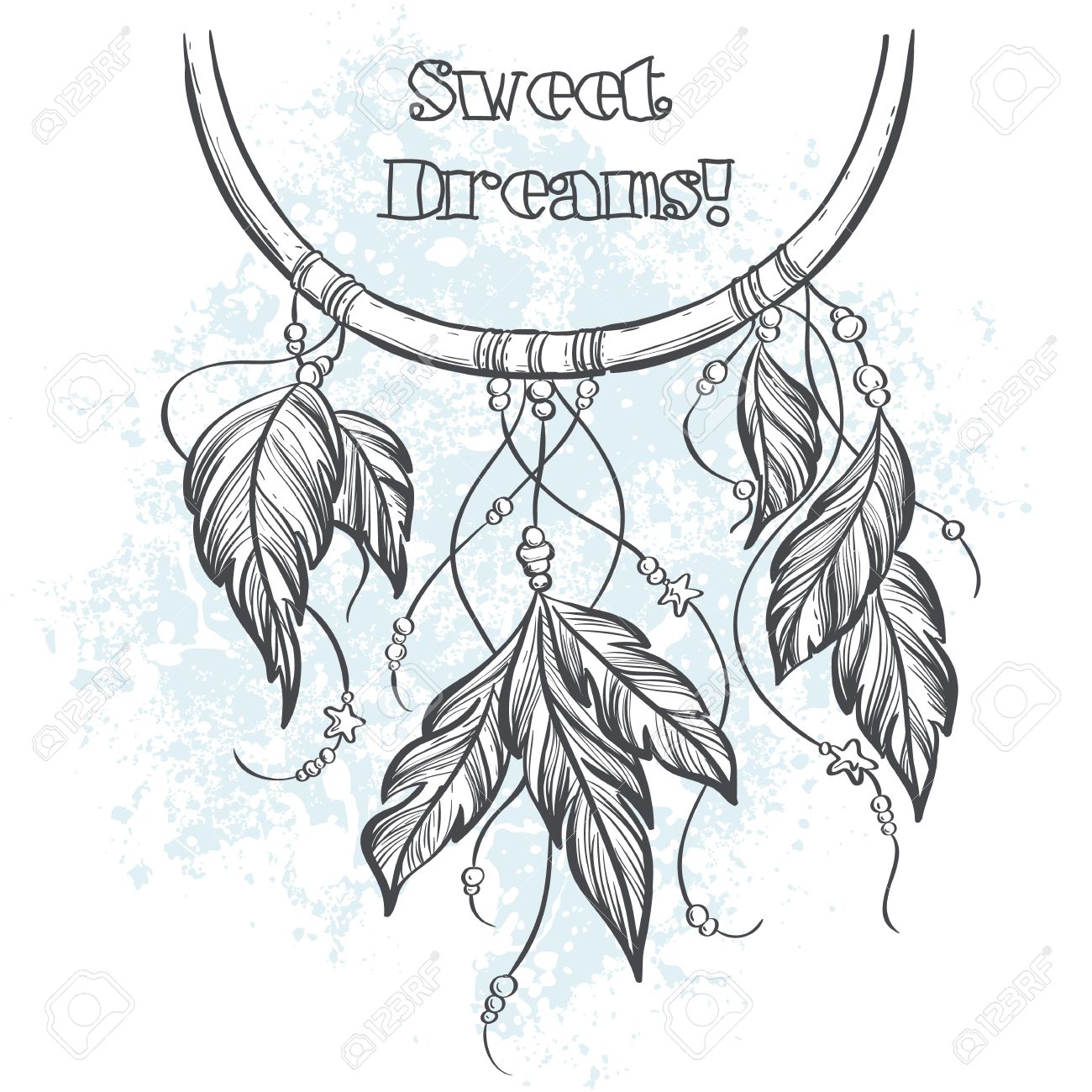 Dream catcher outline vector illustration with feathers - 46811814 Dream catcher outline vector illustration with feathers - 46811814