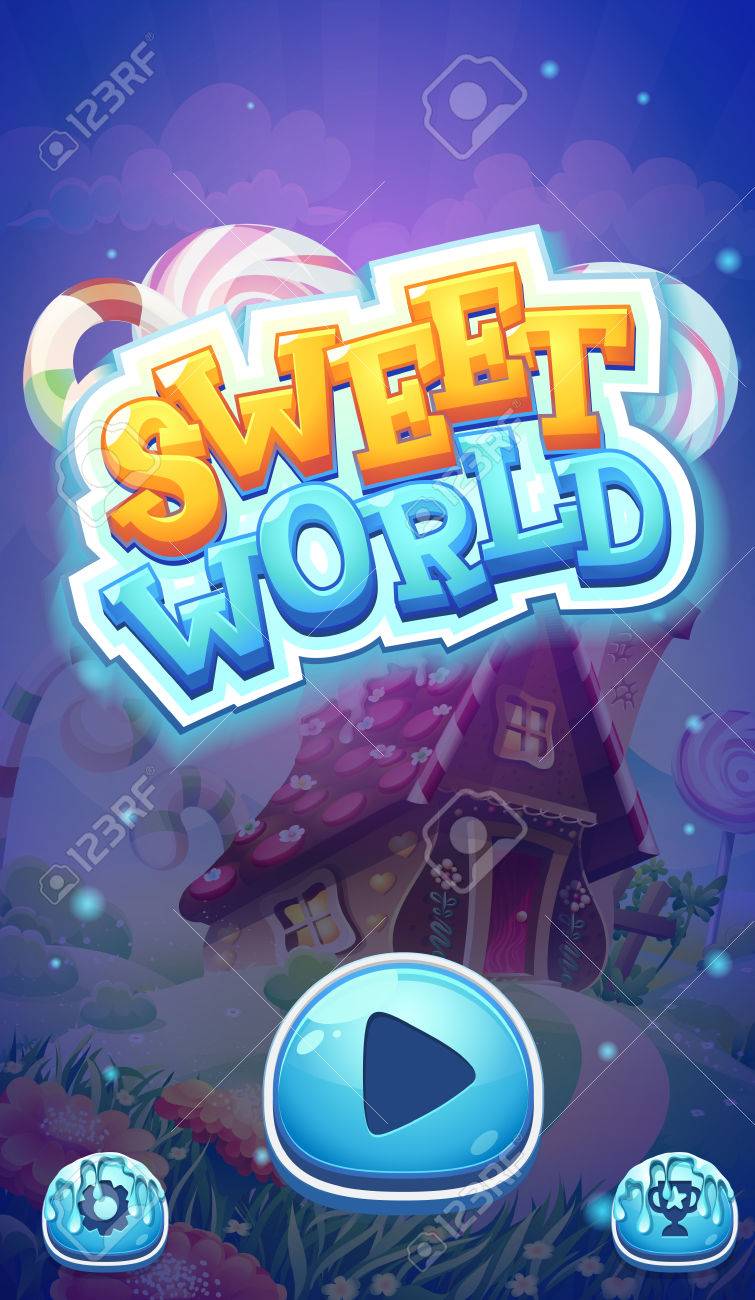 ビデオの Web ゲームの甘い世界携帯電話の Gui ブート ローディング画面のイラスト素材 ベクタ Image