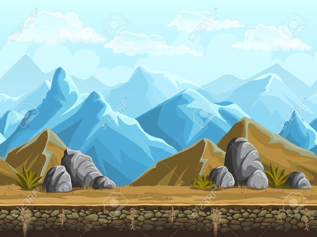 Seamless background of cartoon snowy vector mountains - 50142519 Seamless background of cartoon snowy vector mountains - 50142519