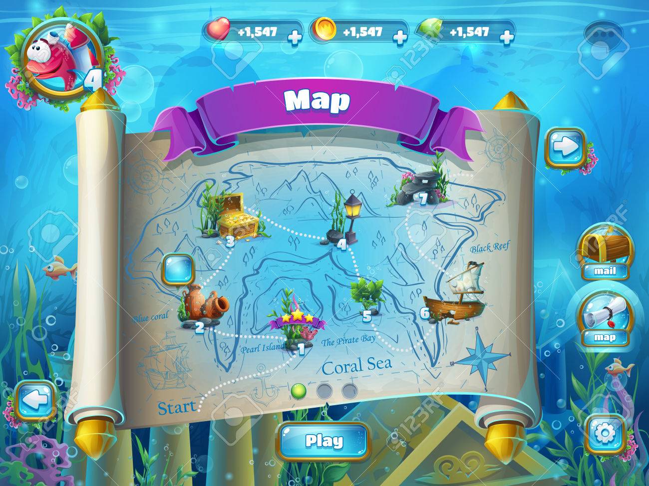 Atlantis ruins playing field - illustration level map screen to the computer game user interface. Background image to create original video or web games, graphic design, screen savers. - 57959869 Atlantis ruins playing field - illustration level map screen to the computer game user interface. Background image to create original video or web games, graphic design, screen savers. - 57959869