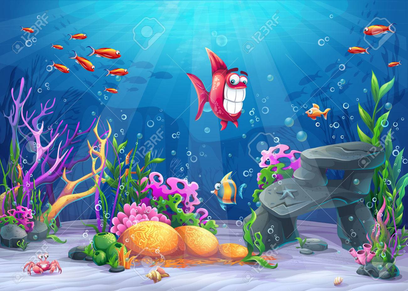 Undersea With Fish Marine Life Landscape The Ocean And The Royalty Free Cliparts Vectors And Stock Illustration Image