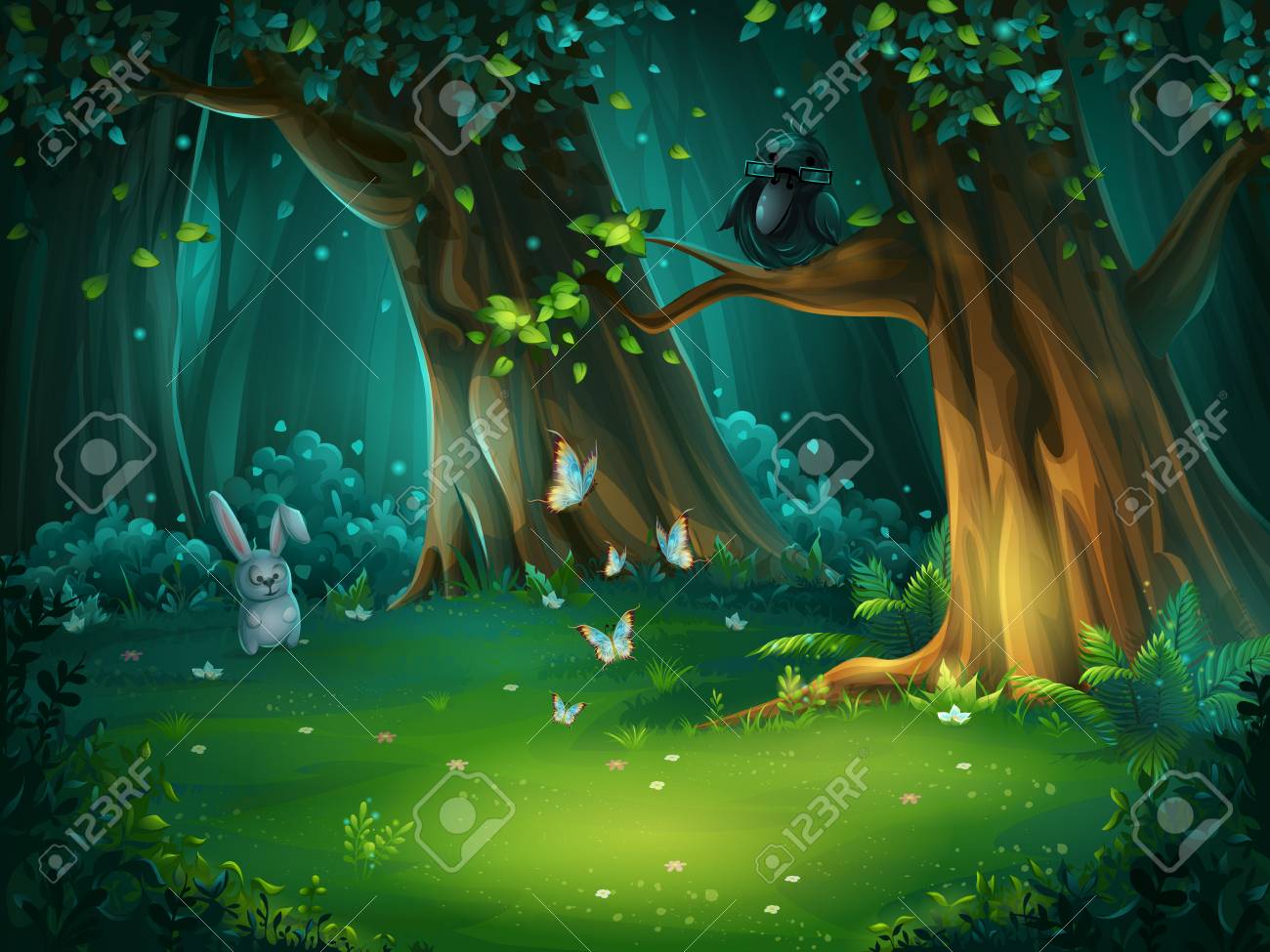 うさぎと蝶森の空き地のベクトル イラスト のイラスト素材 ベクタ Image うさぎと蝶森の空き地のベクトル イラスト のイラスト素材 ベクタ Image
