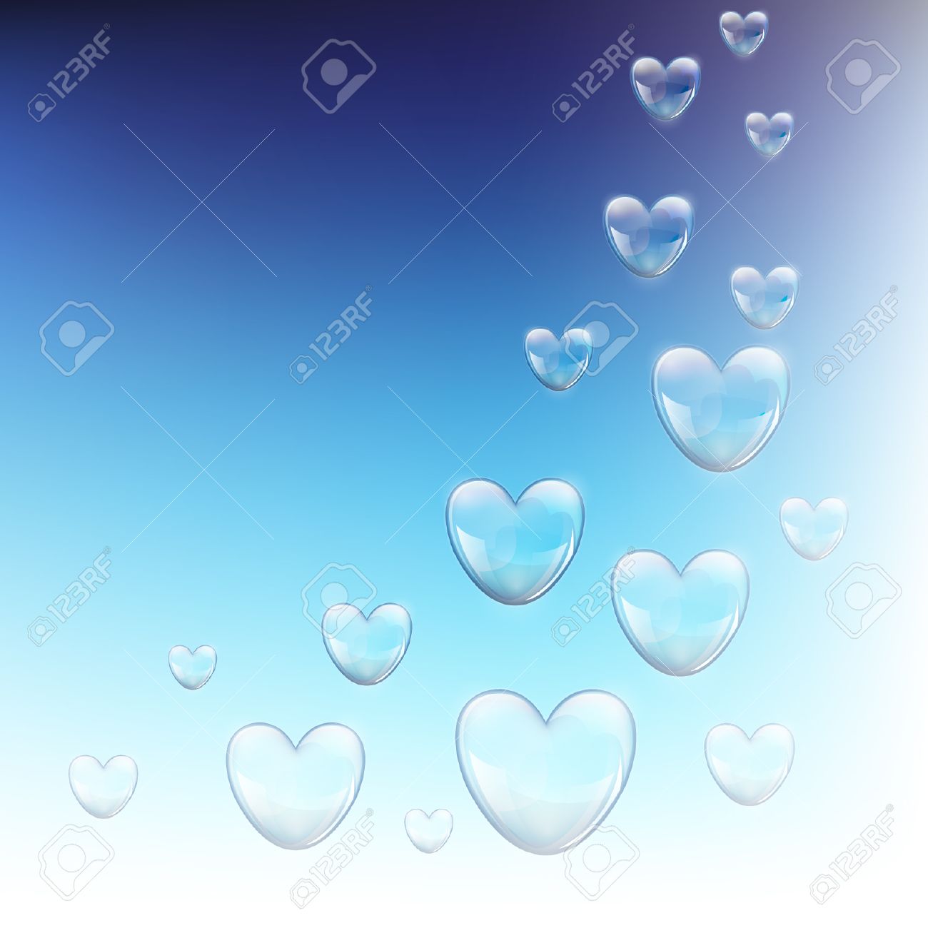 青空にハートの形のシャボン玉 のイラスト素材 ベクタ Image