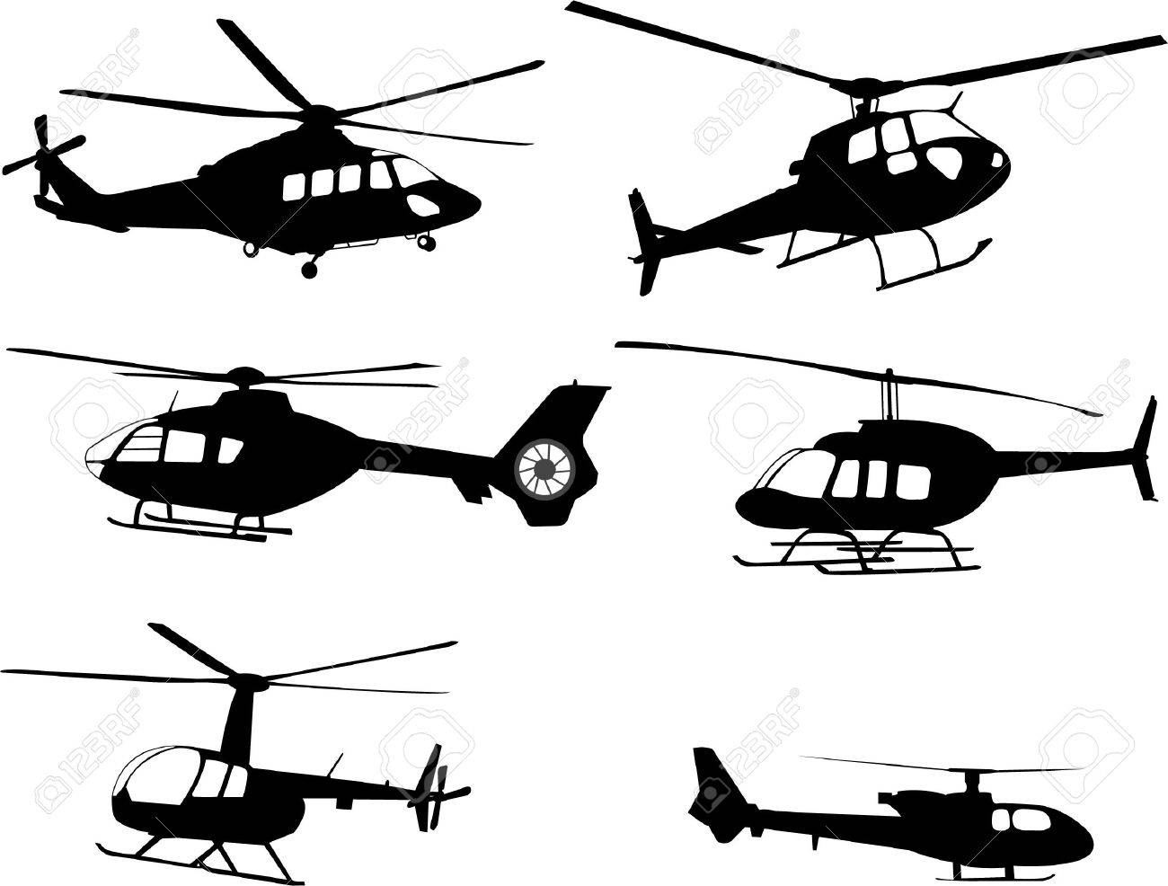 Helicopters Silhouettes Royalty Free Cliparts Vectors And Stock Illustration Image