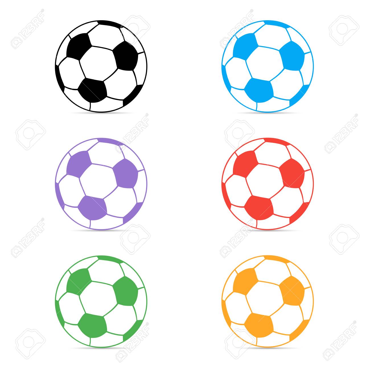 set of colored soccer