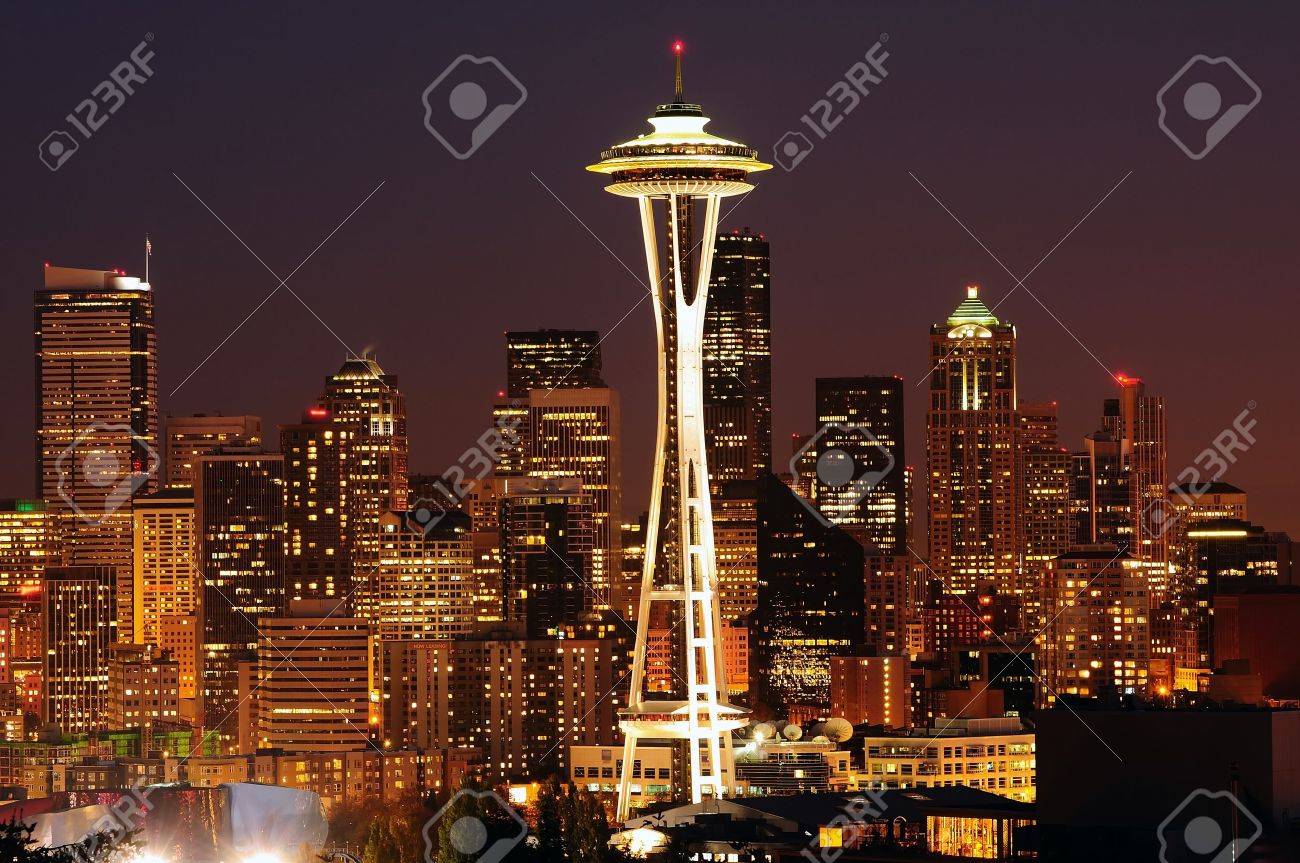 dazzling image of the emerald city of seattle skyline at dusk stock seattle cityscape