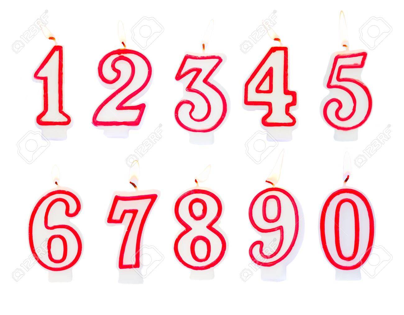 Burning Birthday Candles Numbers Isolated On White Background Stock Photo Picture And Royalty Free Image Image