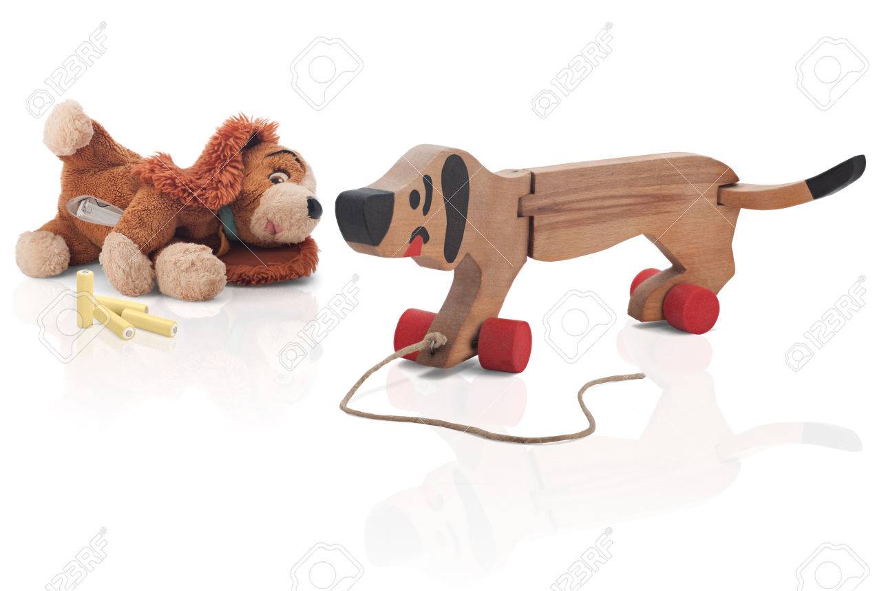 wooden dog pull toy