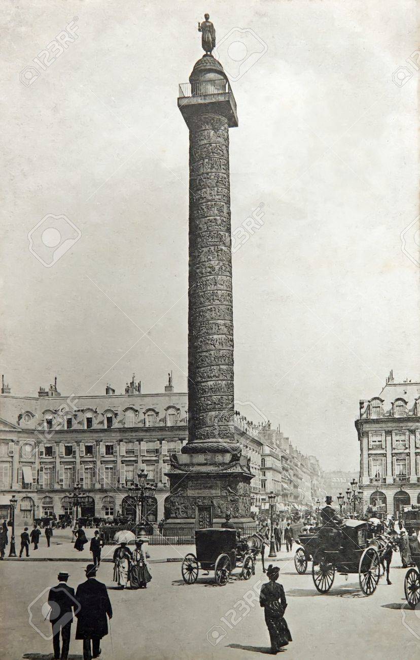 Paris Colonne Vendome Vieille Carte Postale Photo Editor 1908 Nd Banque D Images Et Photos Libres De Droits Image